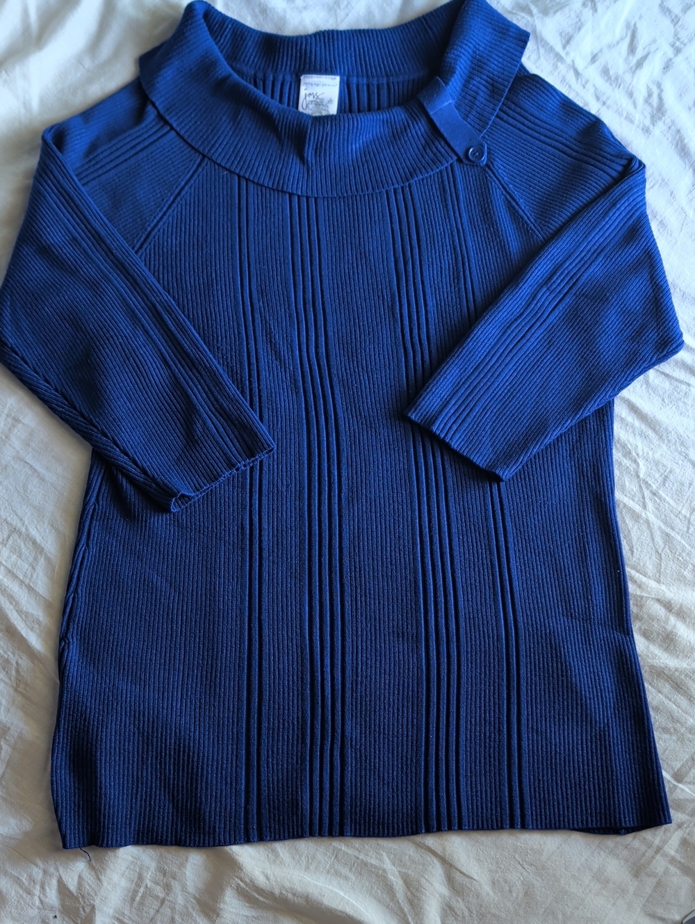 Just My Size Royal Blue Ribbed Cowl-Neck Sweater